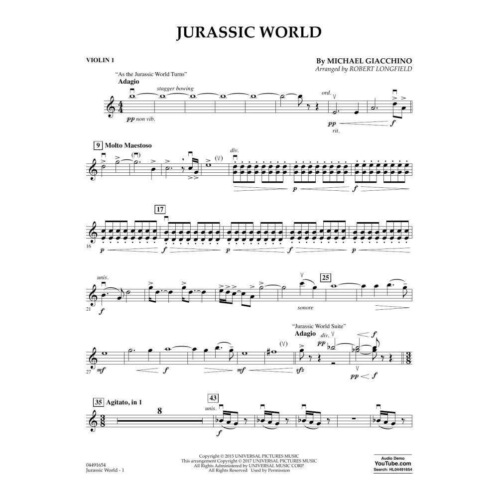 Jurassic World - Violin 1