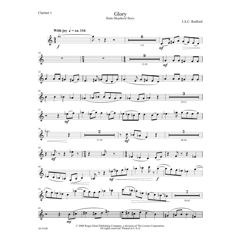 Glory - Bb Clarinet 1