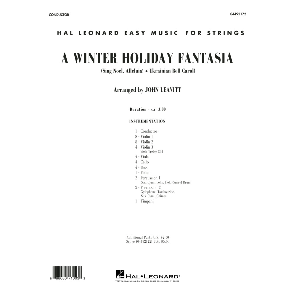 A Winter Holiday Fantasia - Conductor Score (Full Score)