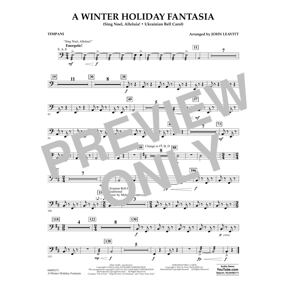 A Winter Holiday Fantasia - Timpani