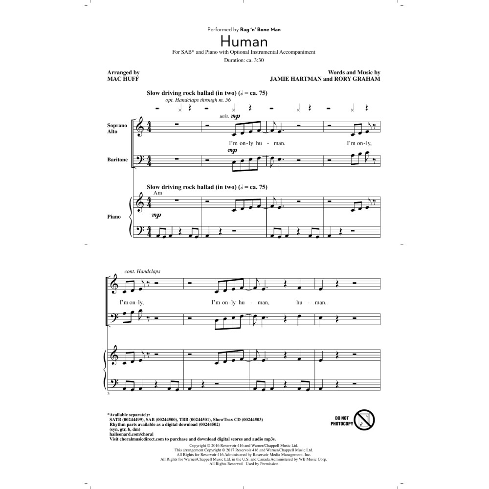 Human (arr. Mac Huff)