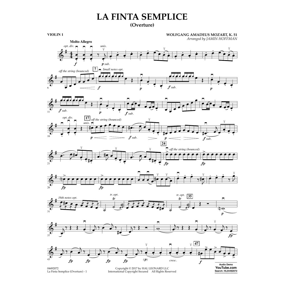 La Finta Semplice (Overture) - Violin 1