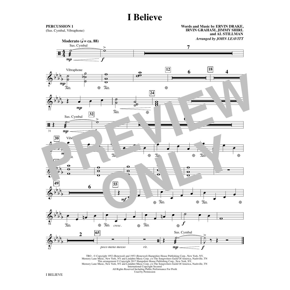 I Believe - Percussion 1