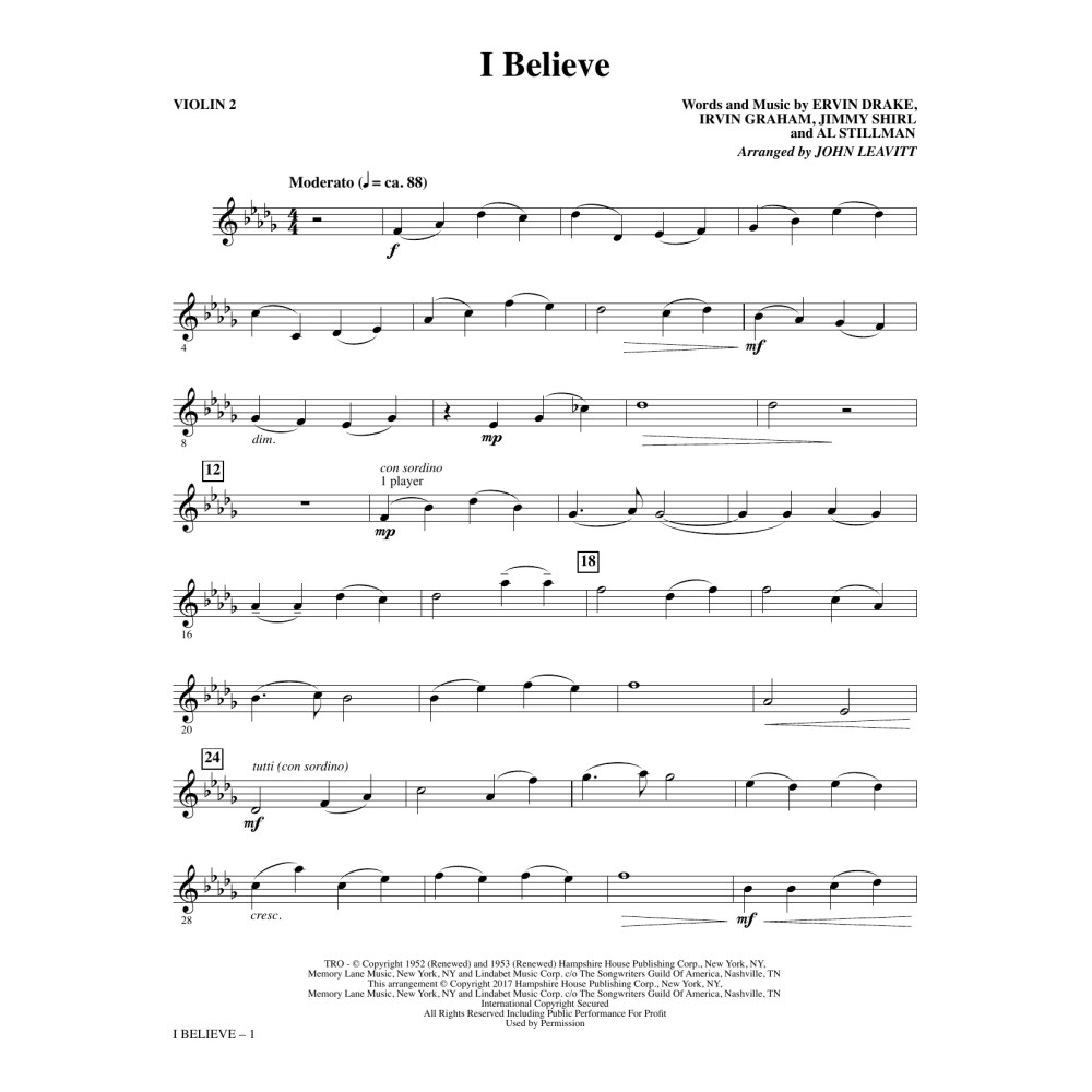 I Believe - Violin 2