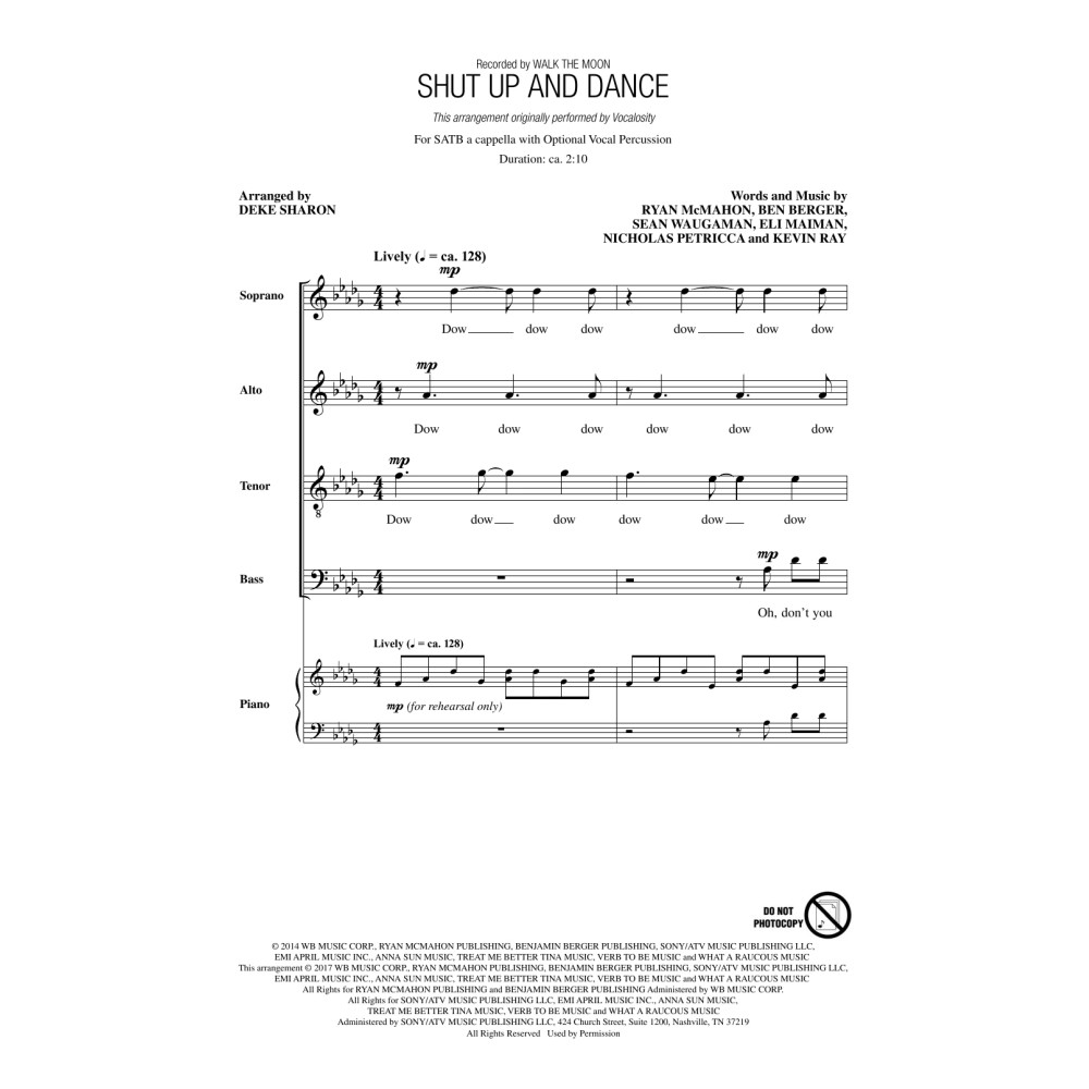Shut Up And Dance (arr. Deke Sharon)
