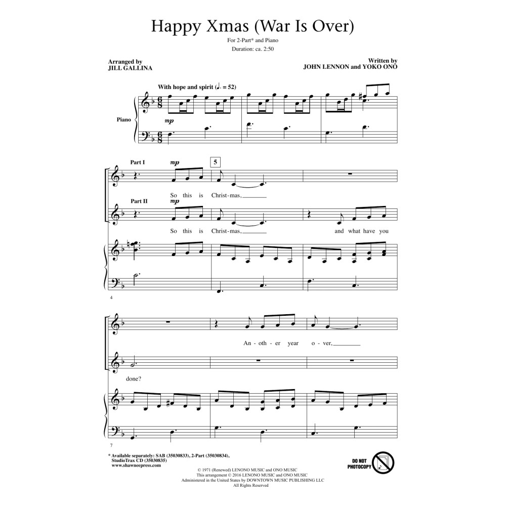 Happy Xmas (War Is Over) (arr. Jill Gallina)