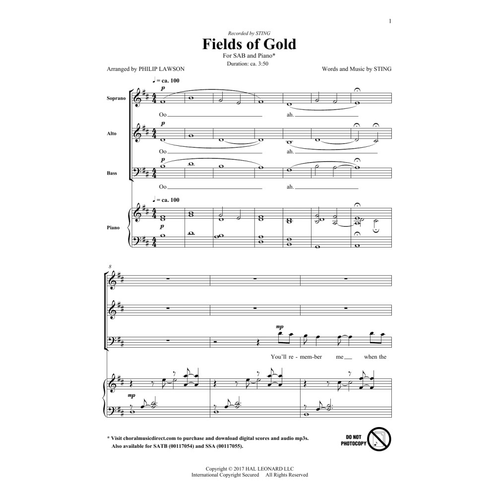 Fields Of Gold (arr. Philip Lawson)