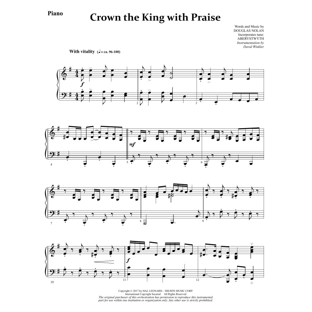 Crown the King with Praise - Piano