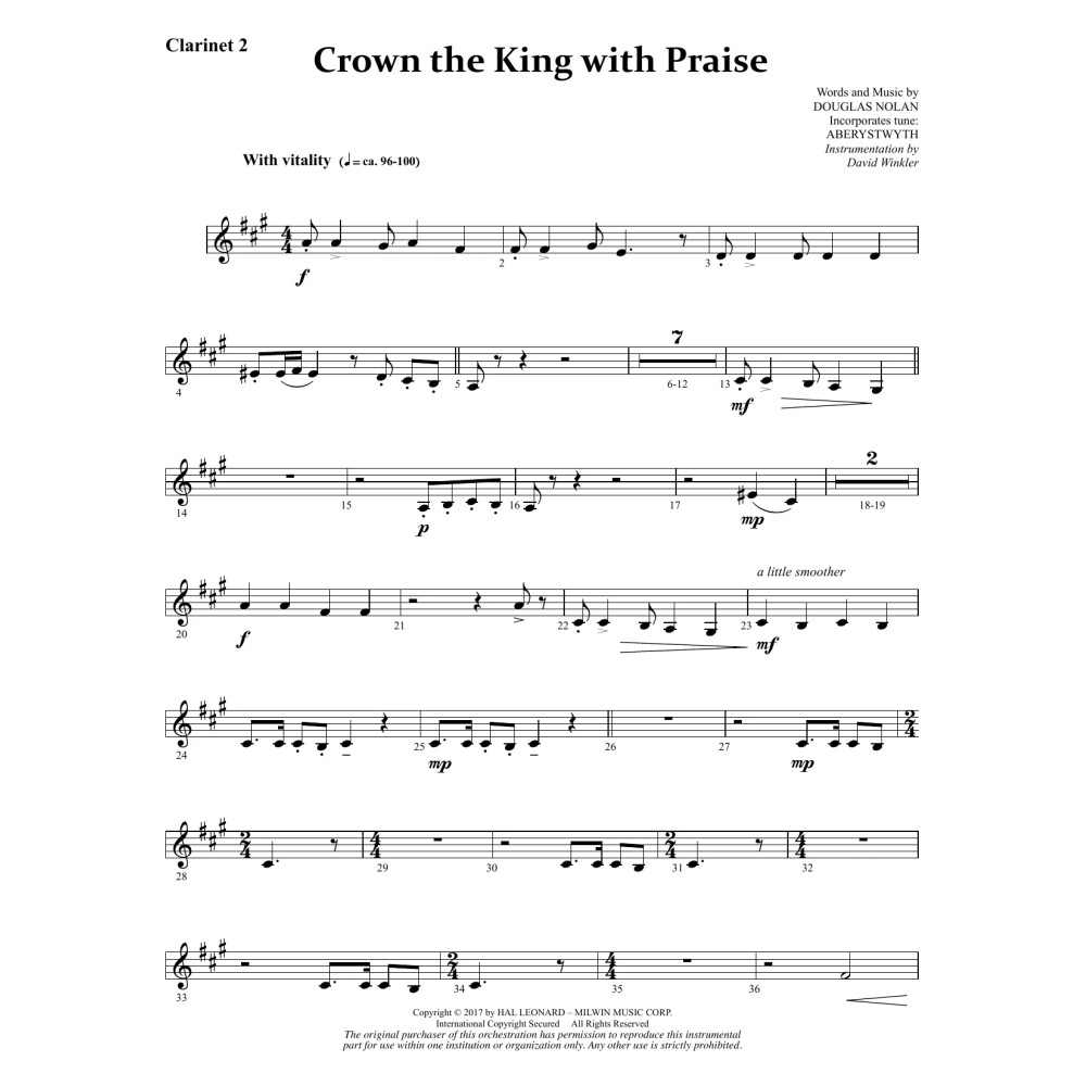 Crown the King with Praise - Bb Clarinet 2
