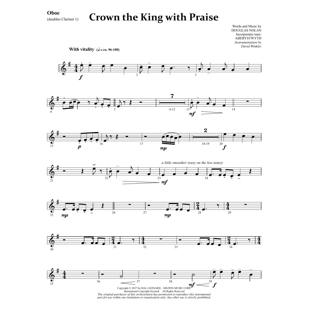Crown the King with Praise - Oboe (dbl. Clarinet 1)