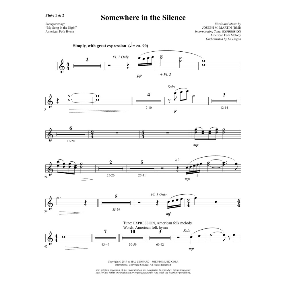 Somewhere in the Silence - Flute 1 & 2