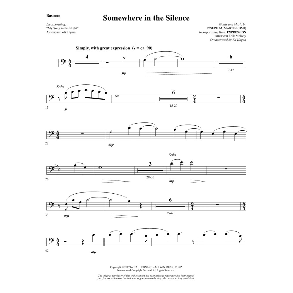Somewhere in the Silence - Bassoon