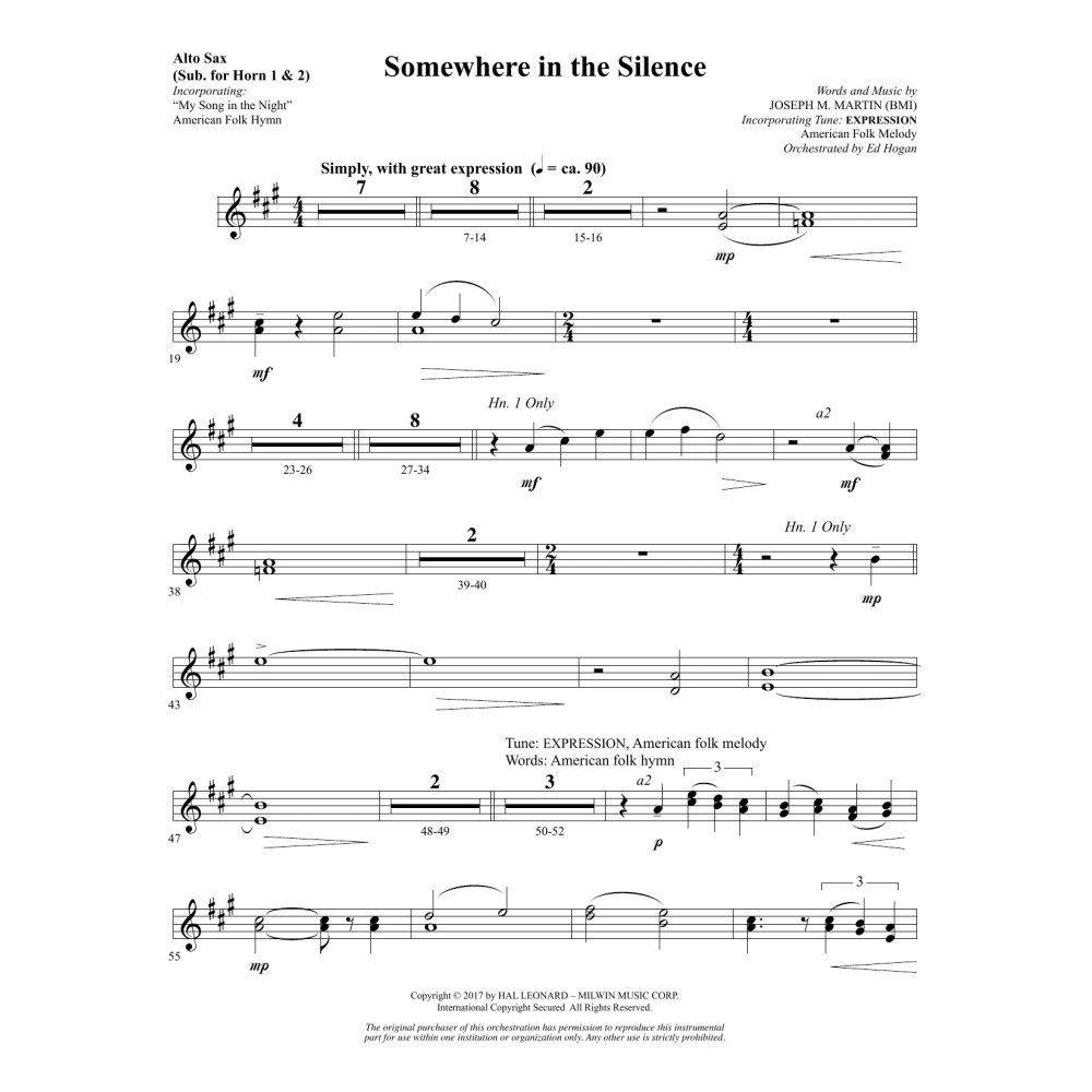 Somewhere in the Silence - Alto Sax 1-2 (sub. Horn 1-2)