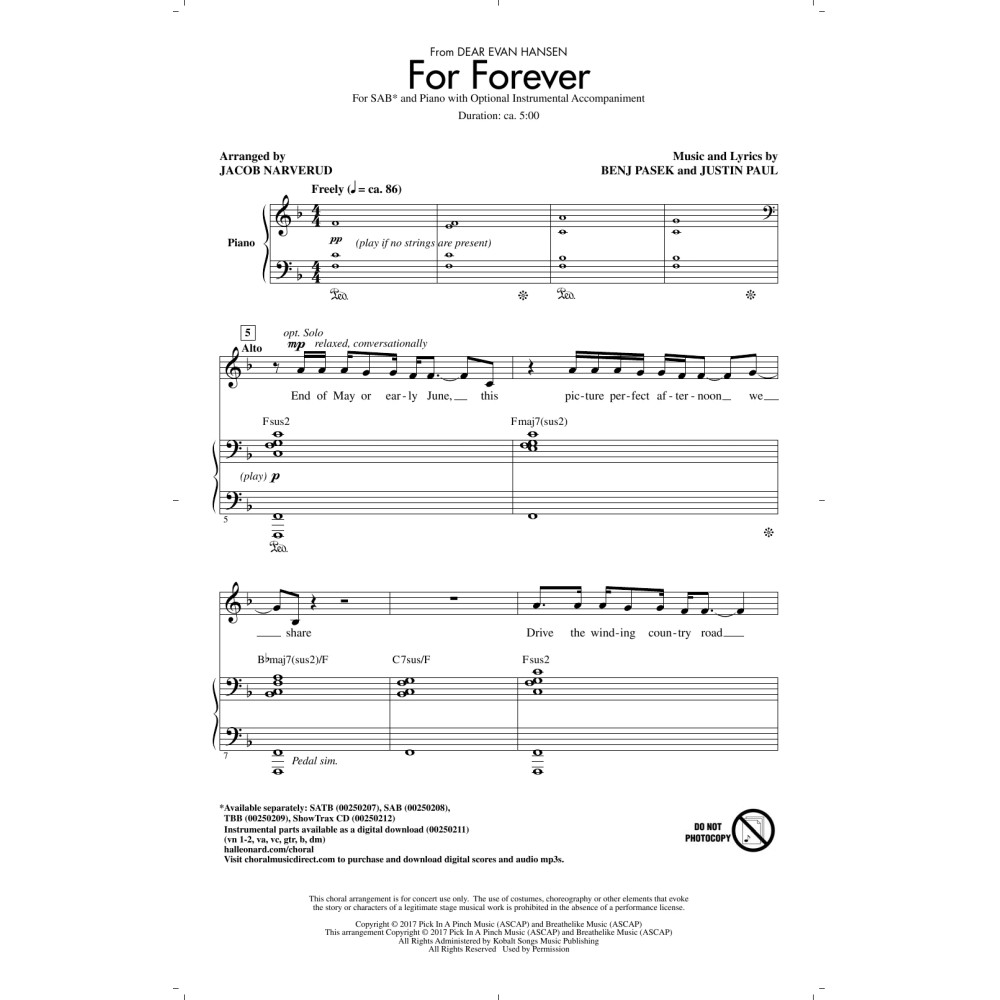 For Forever (from Dear Evan Hansen) (arr. Jacob Narverud)