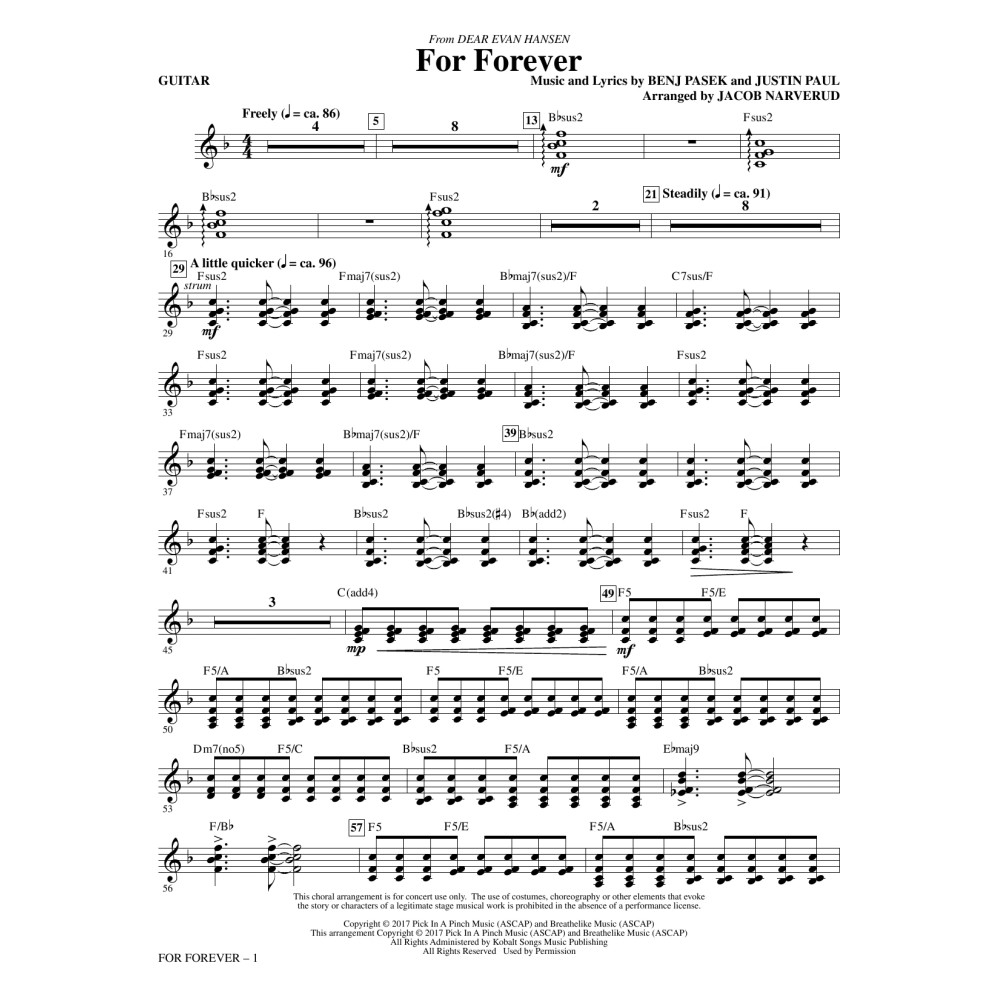 For Forever (from Dear Evan Hansen) (arr. Jacob Narverud) - Guitar