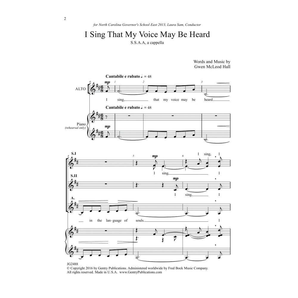 I Sing that My Voice May be Heard