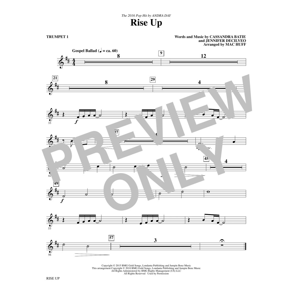 Rise Up (arr. Mac Huff) - Trumpet 1