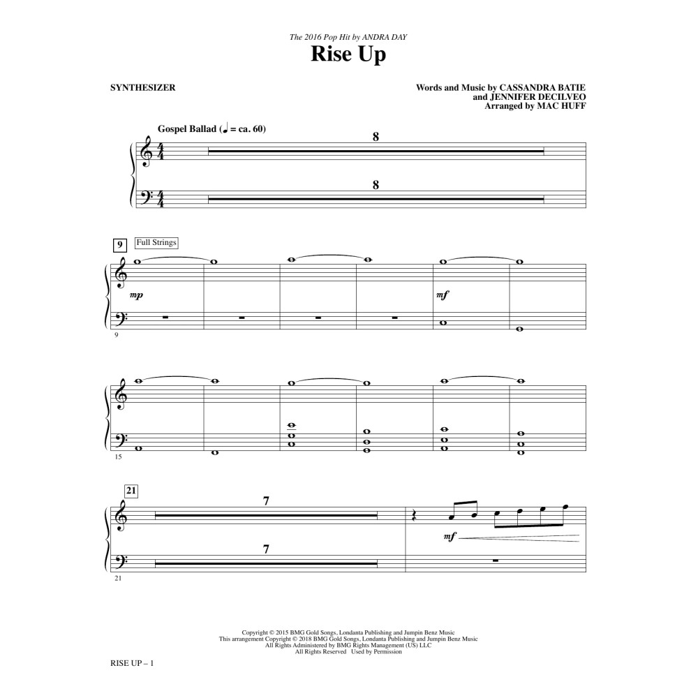 Rise Up (arr. Mac Huff) - Synthesizer