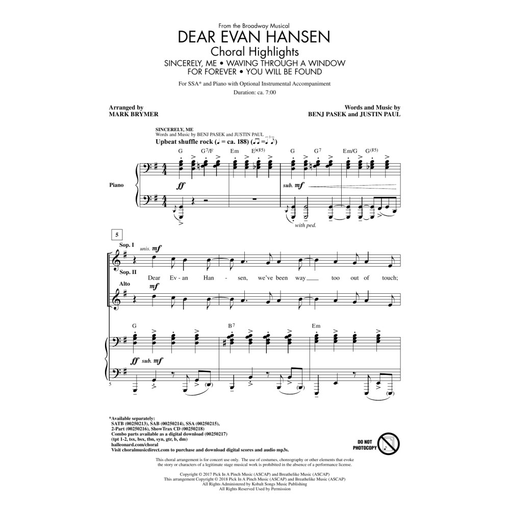 Dear Evan Hansen (Choral Highlights)