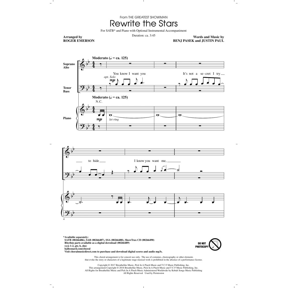Rewrite The Stars (arr. Roger Emerson)