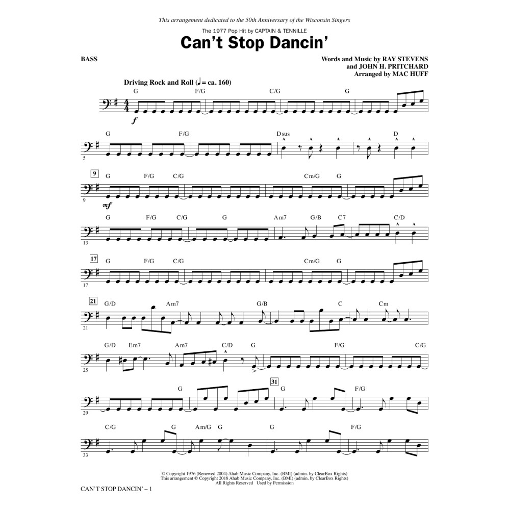 Can't Stop Dancin' - Bass
