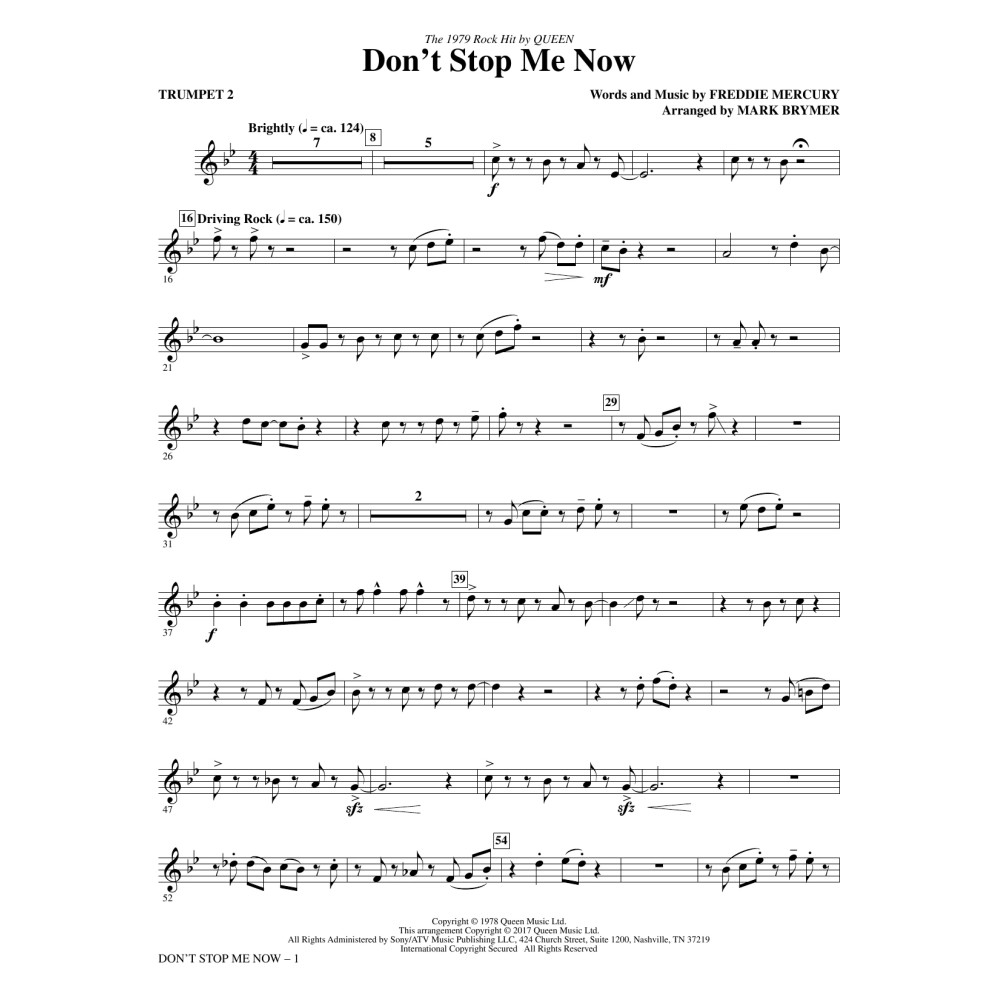 Don't Stop Me Now (arr. Mark Brymer) - Trumpet 2