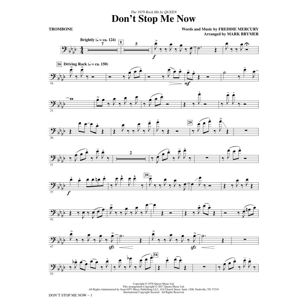 Don't Stop Me Now (arr. Mark Brymer) - Trombone
