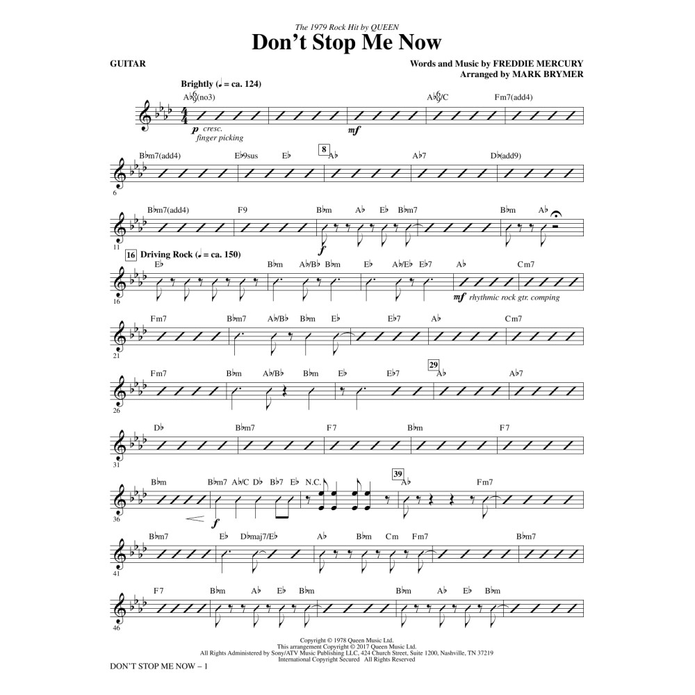 Don't Stop Me Now (arr. Mark Brymer) - Guitar