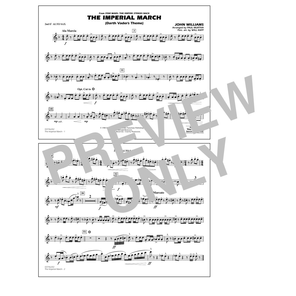 The Imperial March (Darth Vader's Theme) - 2nd Eb Alto Saxophone