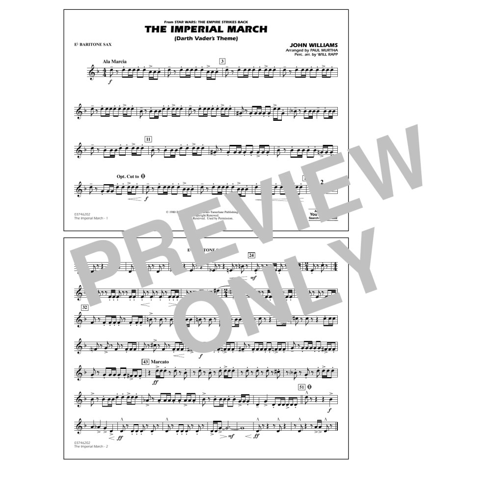 The Imperial March (Darth Vader's Theme) - Eb Baritone Sax