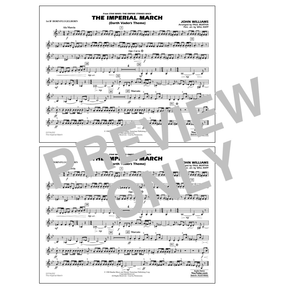 The Imperial March (Darth Vader's Theme) - 1st Bb Horn/Flugelhorn