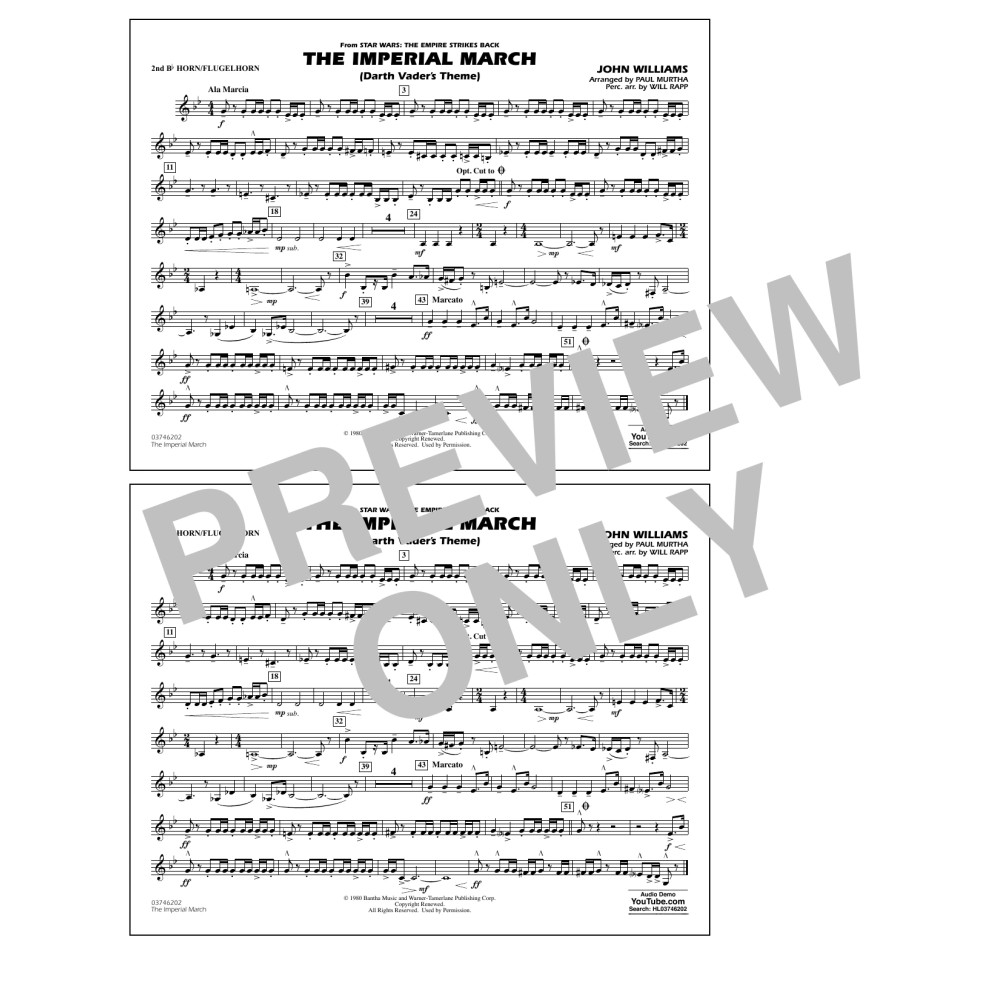 The Imperial March (Darth Vader's Theme) - 2nd Bb Horn/Flugelhorn
