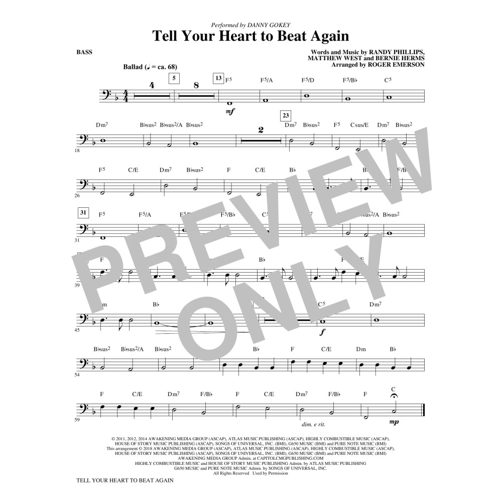 Tell Your Heart to Beat Again - Bass
