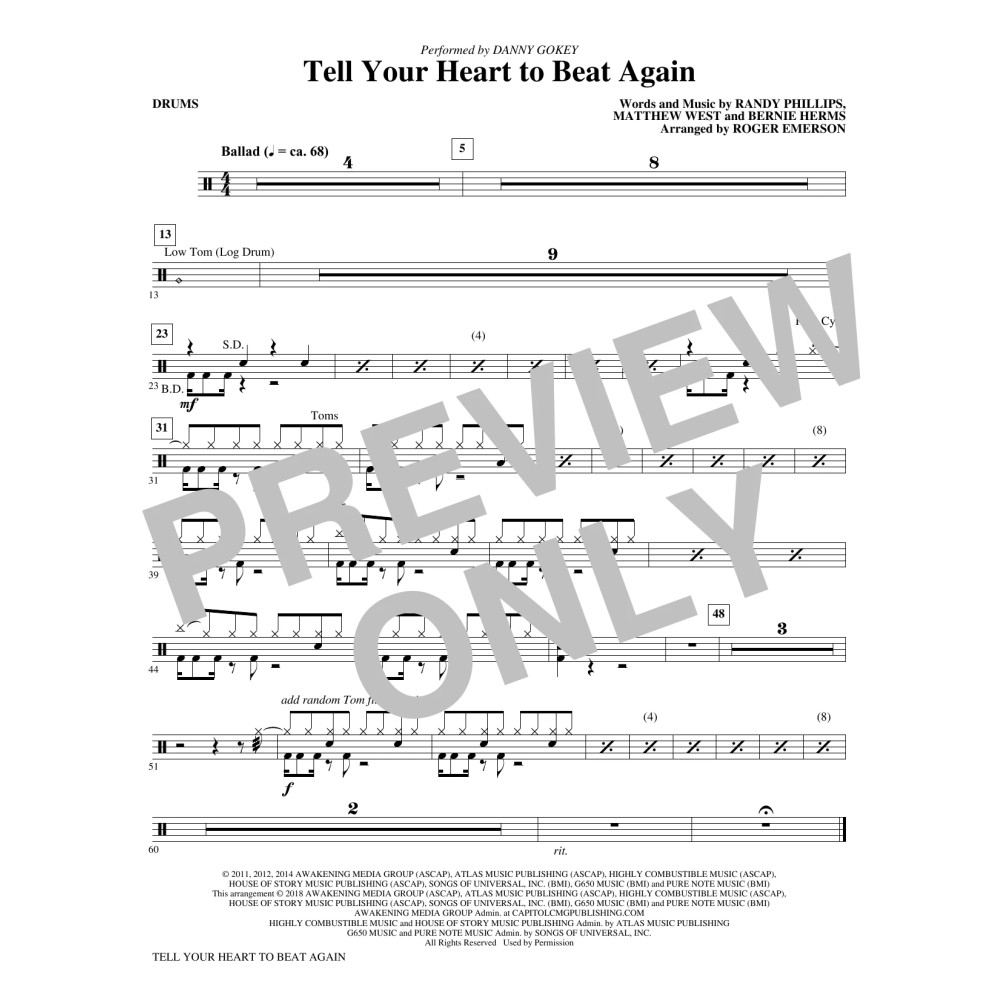 Tell Your Heart to Beat Again - Drums