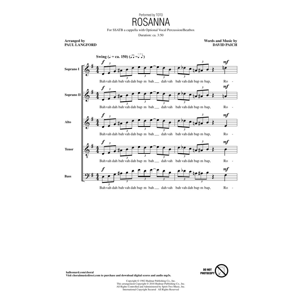 Rosanna (arr. Paul Langford)