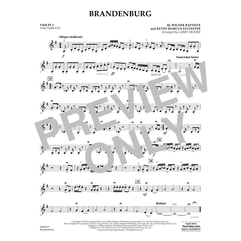 Brandenburg - Violin 3 (Viola Treble Clef)