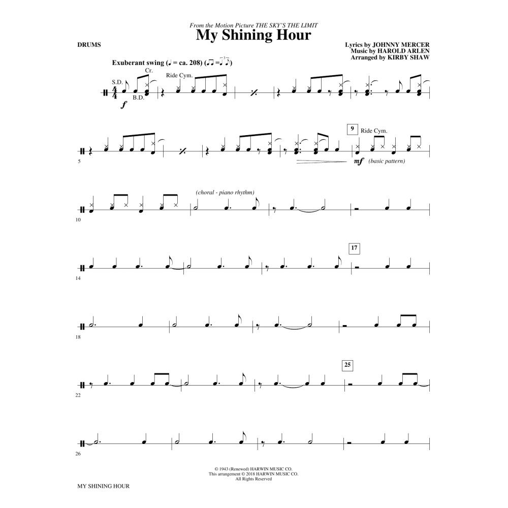 My Shining Hour - Drums