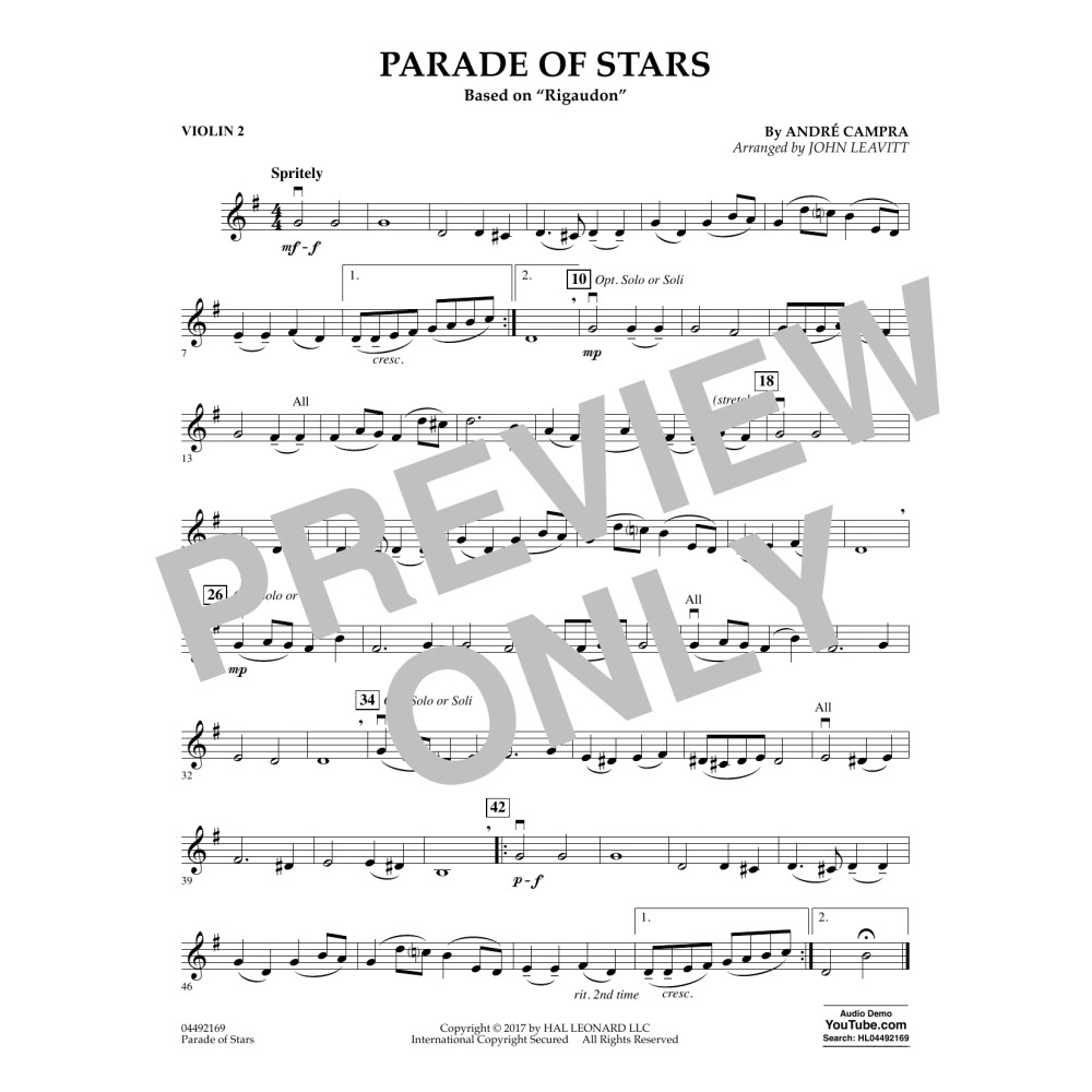 Parade of Stars - Violin 2