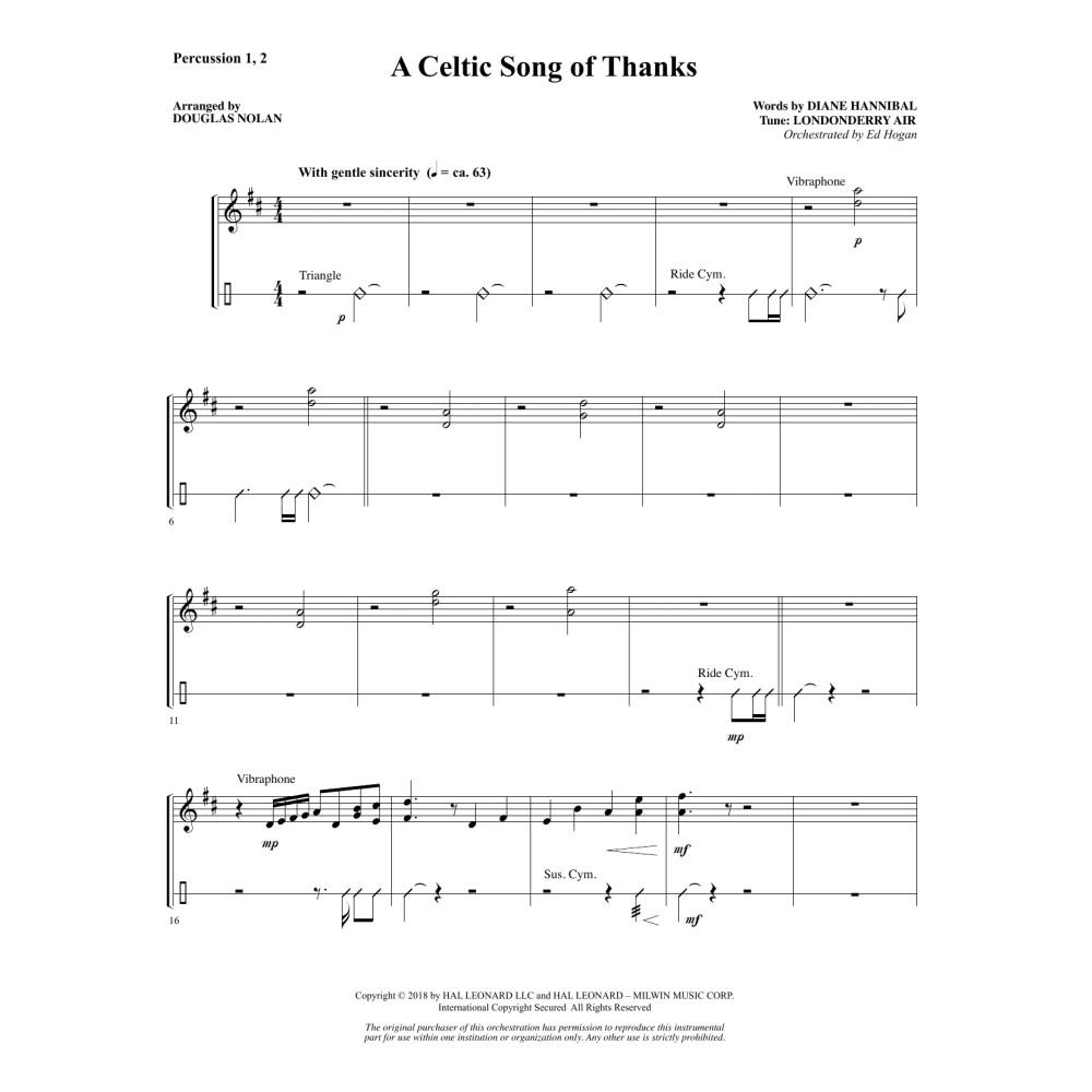 A Celtic Song of Thanks - Percussion 1 & 2