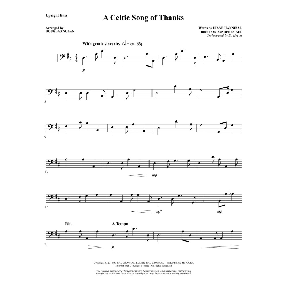 A Celtic Song of Thanks - Upright Bass