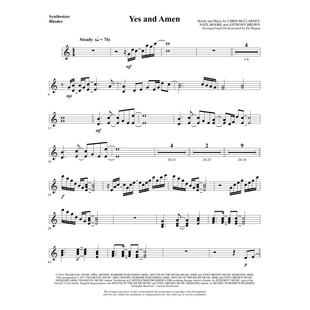 Yes and Amen - Synthesizer
