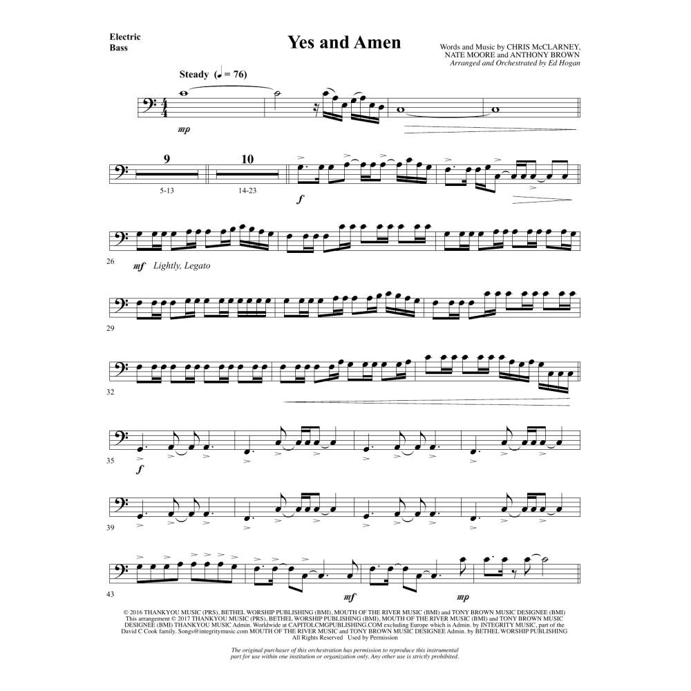 Yes and Amen - Electric Bass