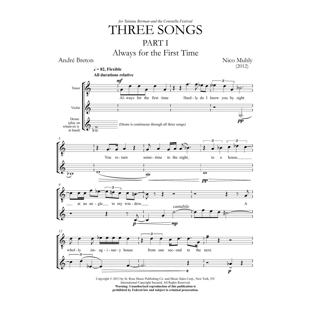 Three Songs for Tenor, Violin and Drone