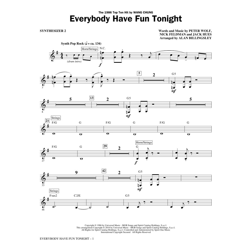 Everybody Have Fun Tonight (arr. Alan Billingsley) - Synthesizer II