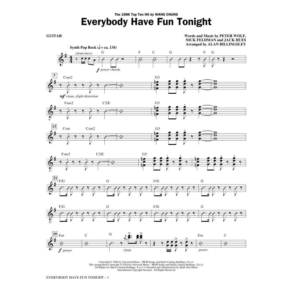 Everybody Have Fun Tonight (arr. Alan Billingsley) - Guitar