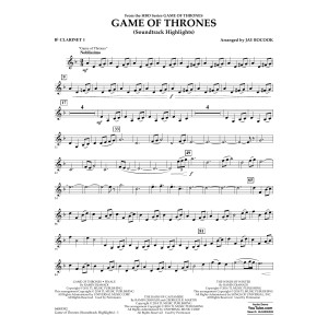 Game Of Thrones (Soundtrack Highlights) (arr. Jay Bocook) - Bb Clarinet 1