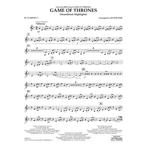 Game Of Thrones (Soundtrack Highlights) (arr. Jay Bocook) - Bb Clarinet 3