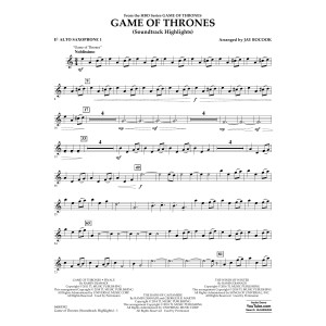 Game Of Thrones (Soundtrack Highlights) (arr. Jay Bocook) - Eb Alto Saxophone 1