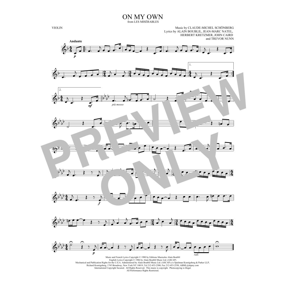 On My Own (from Les Miserables)