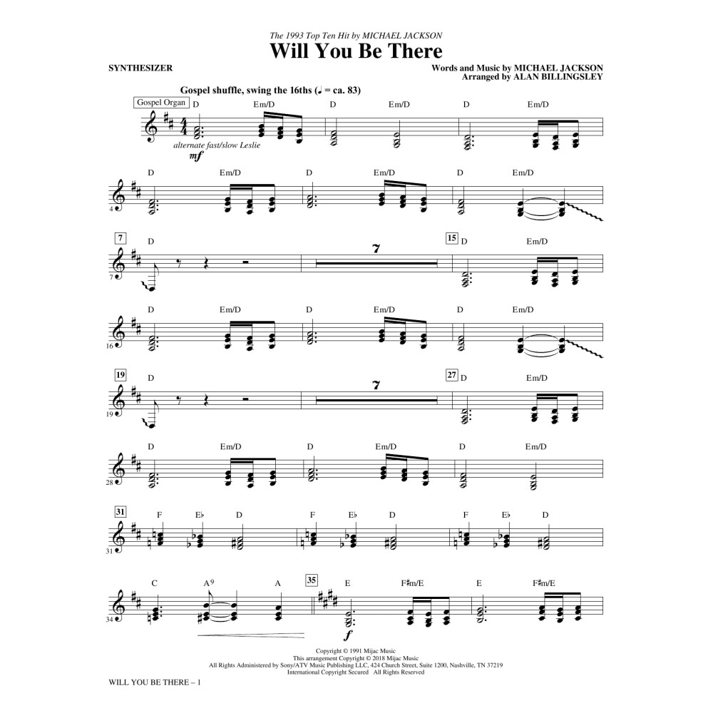 Will You Be There - Synthesizer